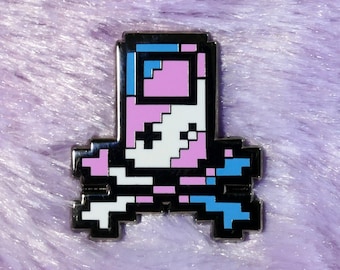 Pin esmaltado de GameBoy y calaveras pixeladas - Orgullo transgénero