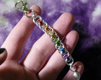 Helm Weave LGBTQ+ Pride Chainmail Keychains - All Pride Flags Available - Customizable
