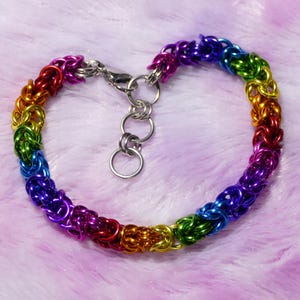 LGBTQ+ Pride Chainmail Bracelets - Byzantine Weave (Thin - 18ga - 0.25"w) - All Pride Flags Available - Customizable