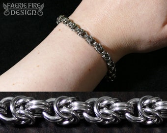 Byzantine-Wheat Chainmail Bracelet - 18g Stainless Steel