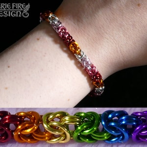 Thin 18g Byzantine LGBTQ+ Pride Chainmail Bracelets - All Pride Flags Available - Customizable