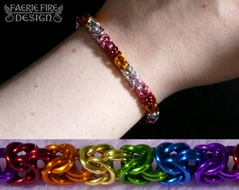 Thin 18g Byzantine LGBTQ+ Pride Chainmail Bracelets - All Pride Flags Available - Customizable