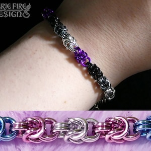 Thin 18g Byzantine-Wheat LGBTQ+ Pride Chainmail Bracelets - All Pride Flags Available - Customizable