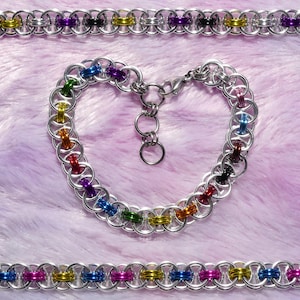 Chainmail Bracelet | Pride + Silvertone Helm Weave | All LGBTQ+ Pride Flags | Made to Order