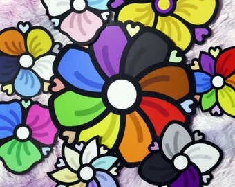 Pride Flower Stickers | Contour-Cut Sticker | Assorted Colors and Sizes