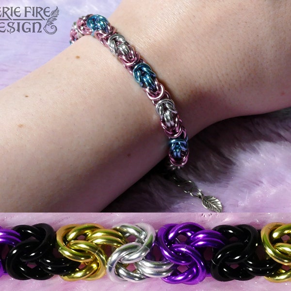 16g Byzantine LGBTQ+ Pride Chainmail Bracelets - All Pride Flags Available - Customizable