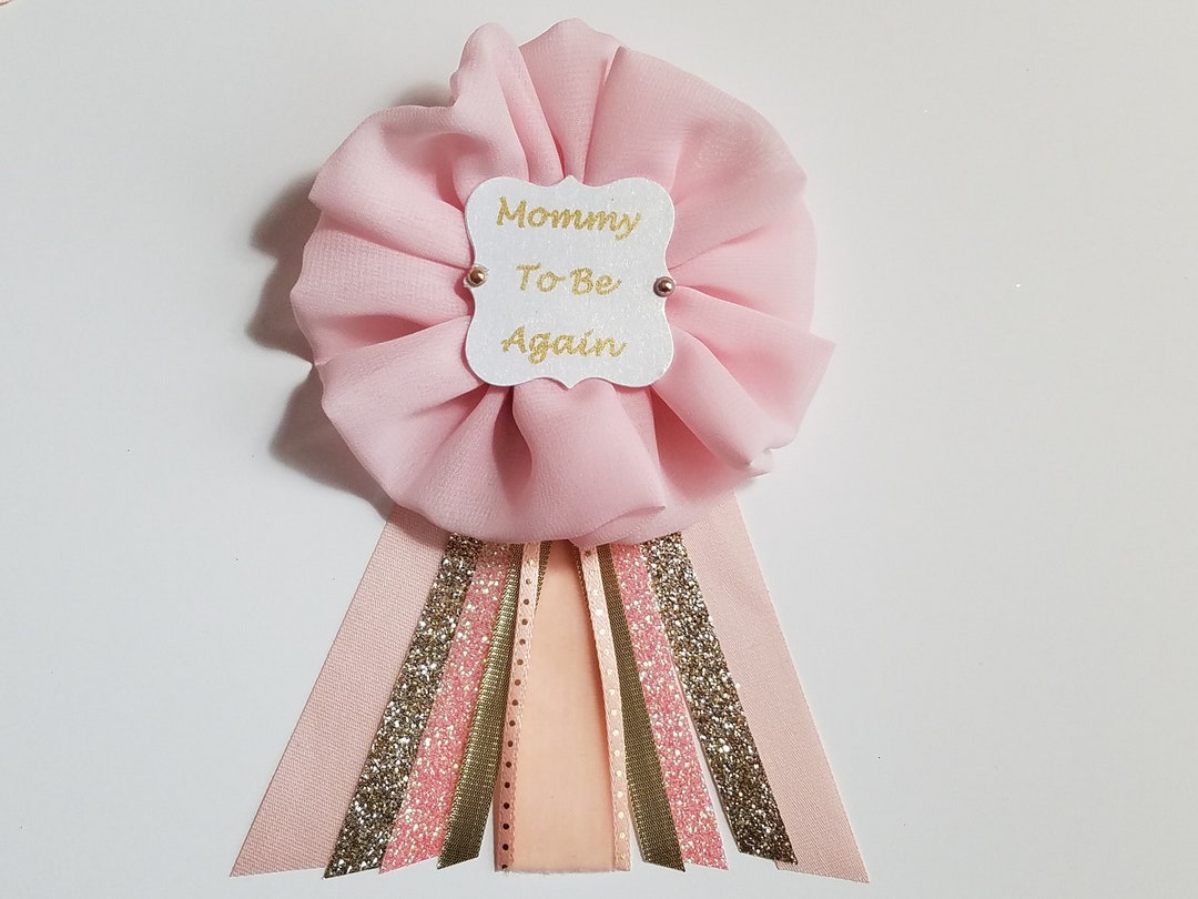 Pink and Brown Polka Dots Mommy to Be Pin Baby Shower Ribbon Pin Corsage 