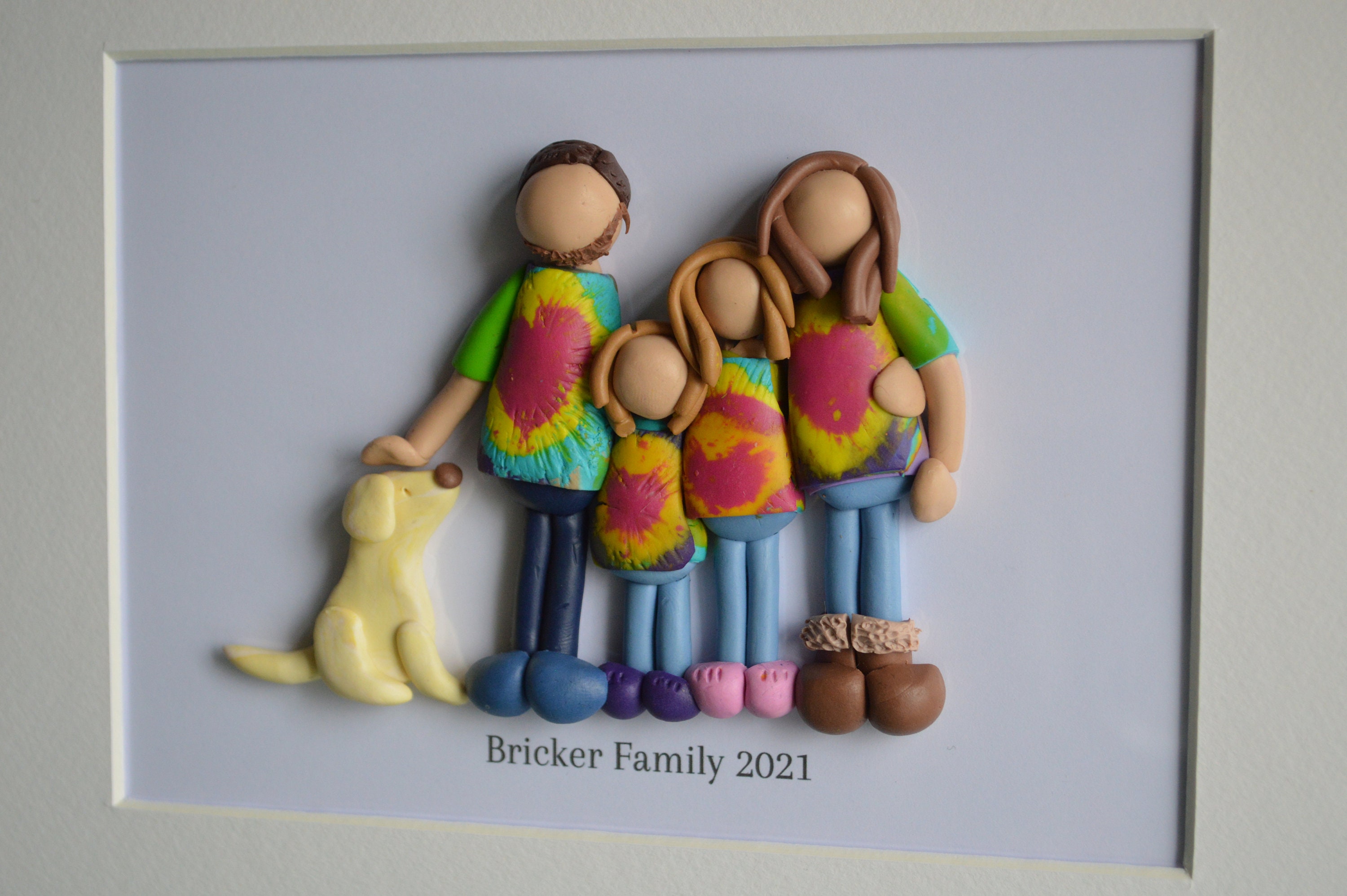 pets Handmade clay family framed portraits unique and personalised  sculpted by hand family wedding any occasion gift birthday friends