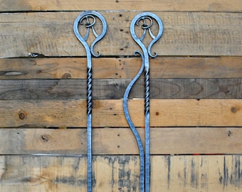 OUTDOOR Fire Tools, Two-Piece Personalized Hand-forged Fire Tool Set, Made to Order