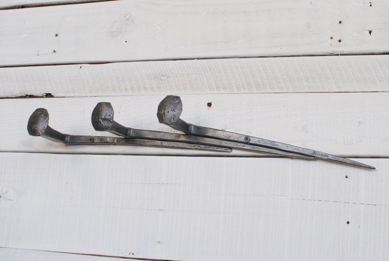 3 Hook Railroad Spike Entryway Coat Rack image 2