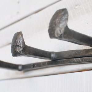 3 Hook Railroad Spike Entryway Coat Rack image 1