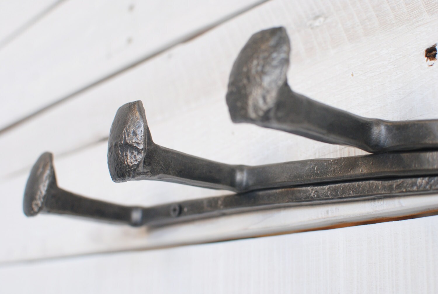 3 Hook Coat Rack, Railroad Spike Hand Forged Hooks, Spike, Entryway Wall Rack