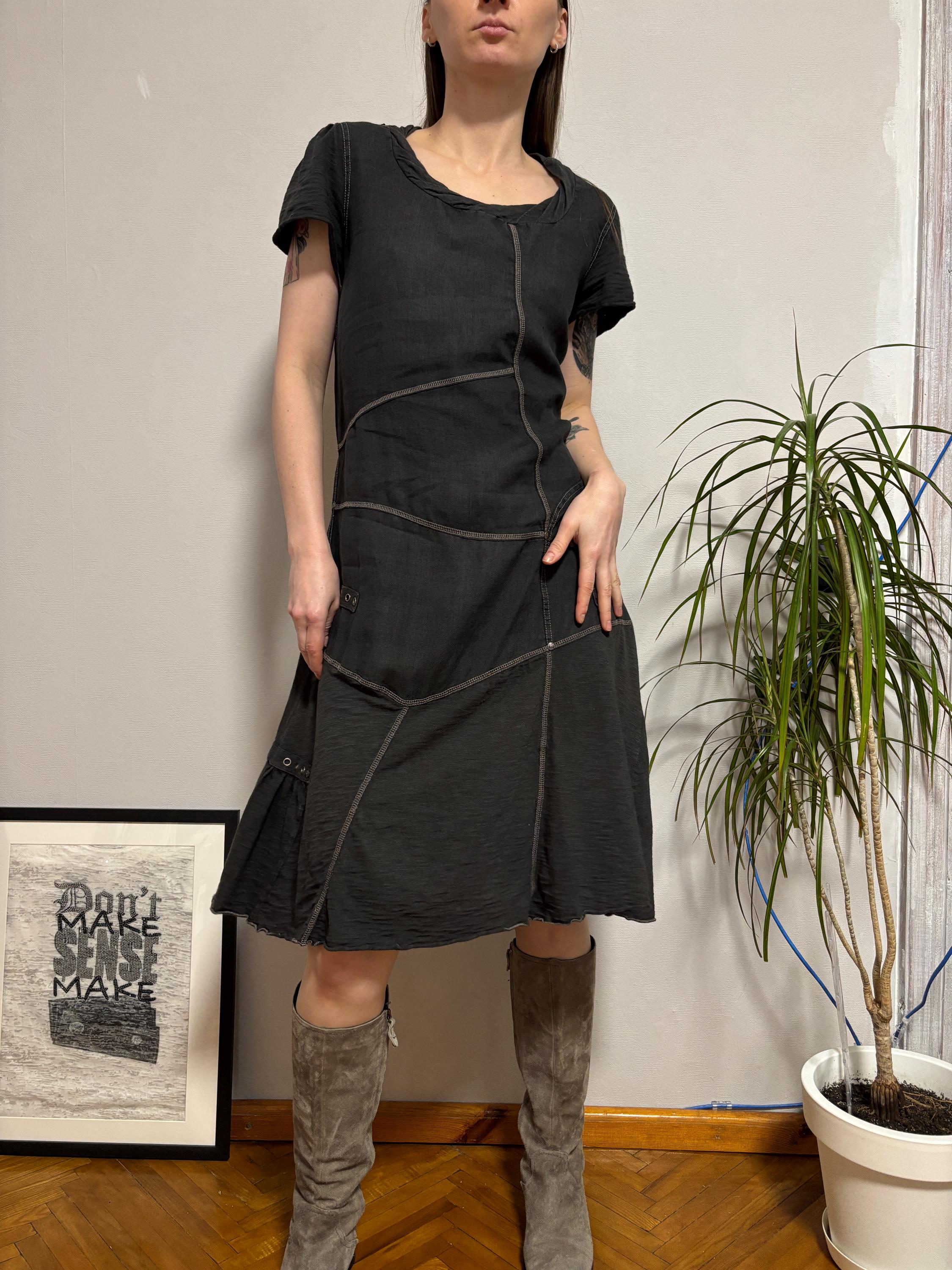 navy blue dress for baby girl Ewa I Walla Vintage Lagenlook Dress L 10 Women Winter Long Sleeve Midi NEW  35404 main image 0