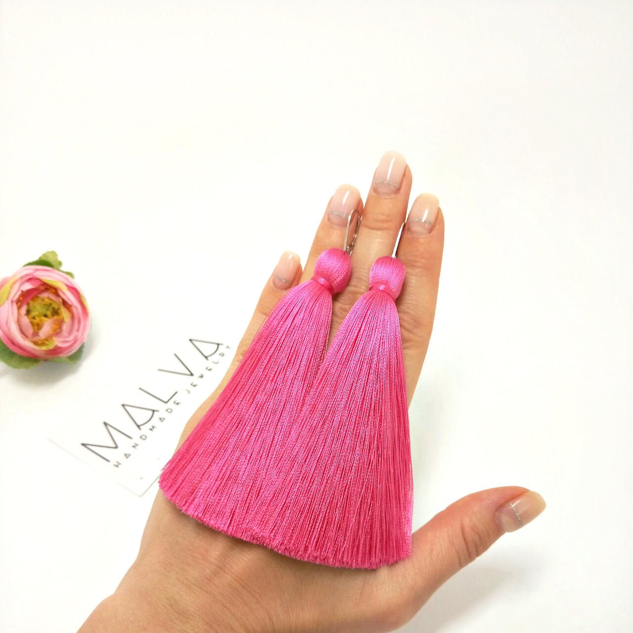 Hot pink earrings Pink tassel earrings Bridesmaids earrings Etsy