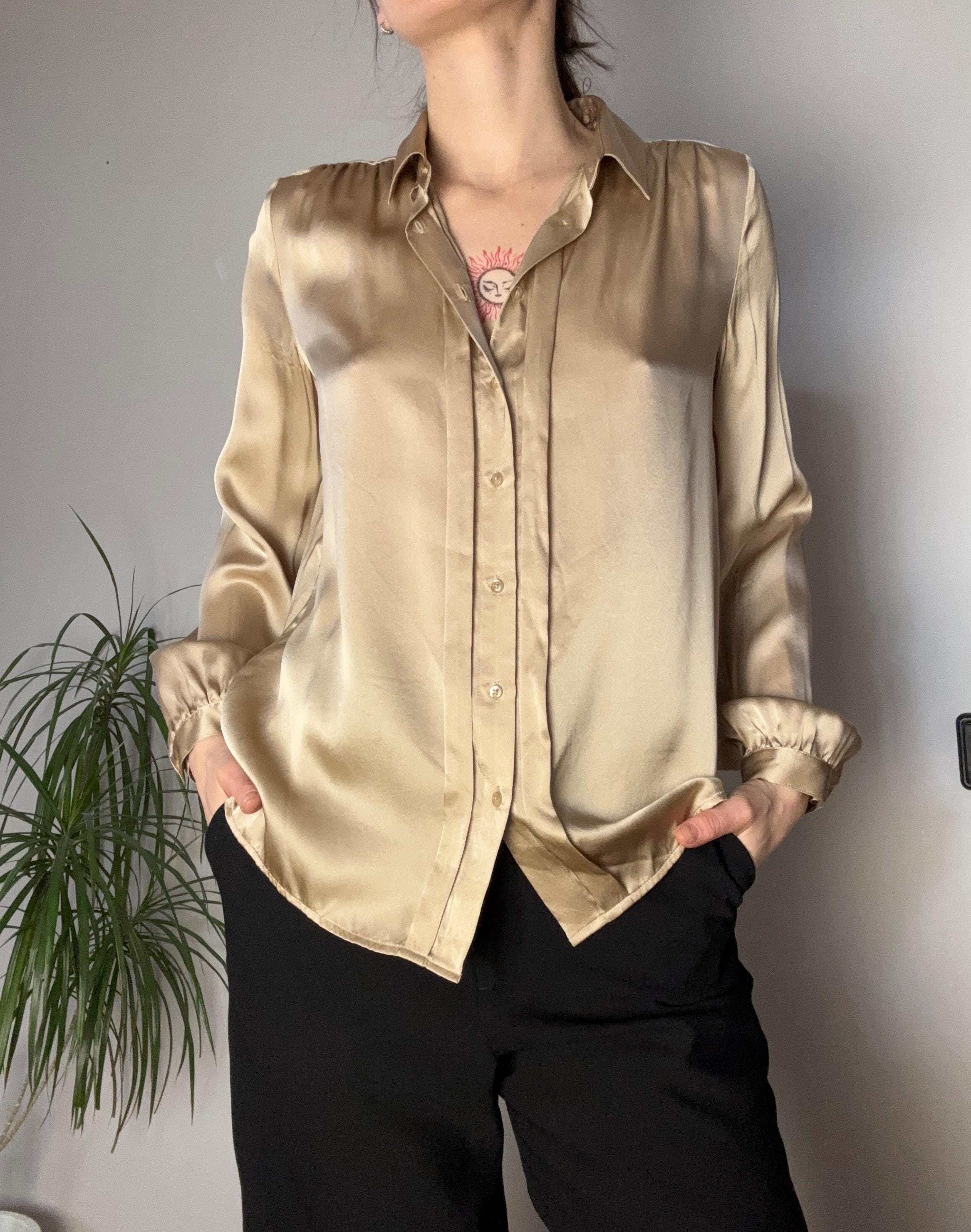 Gold Satin Blouse - Etsy