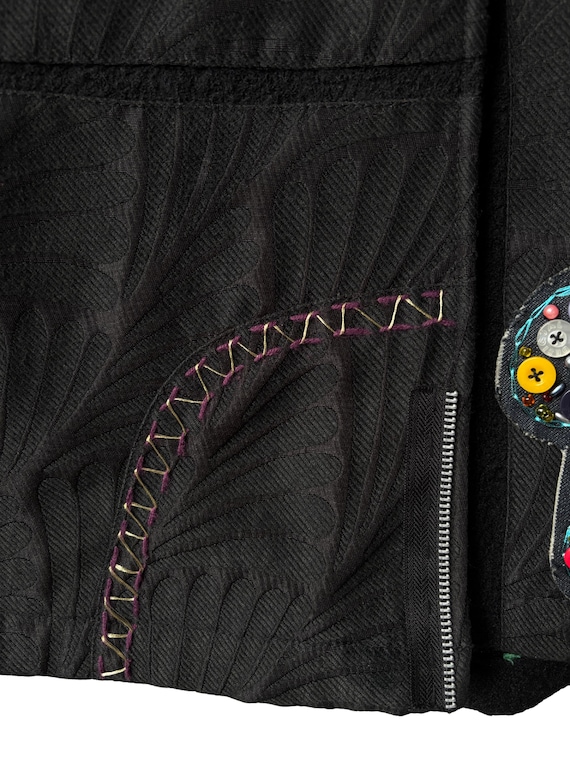 Desigual Mini Skirt Black Patchwork Button Embell… - image 6