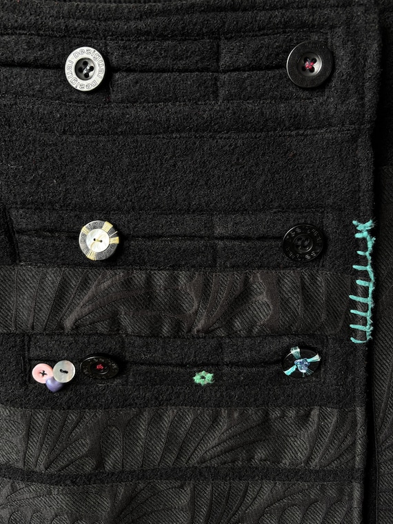 Desigual Mini Skirt Black Patchwork Button Embell… - image 11