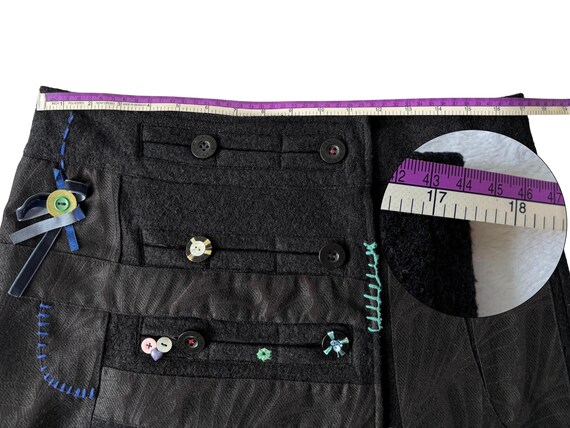 Desigual Mini Skirt Black Patchwork Button Embell… - image 5