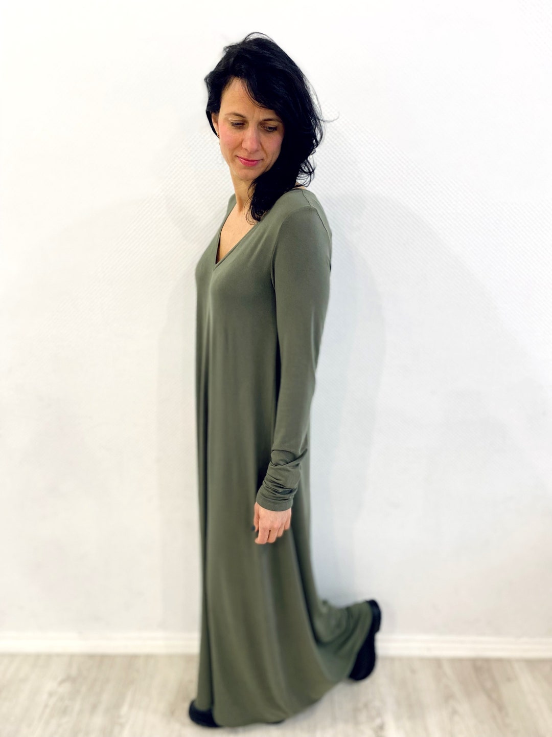 Bamboo Jersey Dress / Khaki Dress / Bamboo Knitted Dress / Maxi Dress /  Oversize Dress / Comfortable / Women Dress / Bamboo Knit Fanrics - Etsy