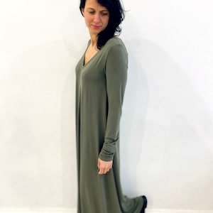 Bamboo Jersey Dress / Khaki Dress / Bamboo Knitted Dress / Maxi Dress / Oversize Dress / Comfortable / Women Dress / Bamboo Knit Fanrics