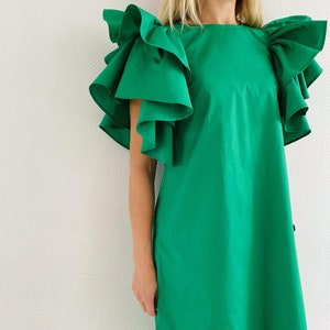 Cotton Dress / Ruffle Dress / Women Dress / Butterfly Dress / Ruffle Sleeves / Beautiful Dress / Red Dress / Green Dress / Summer Dress image 5