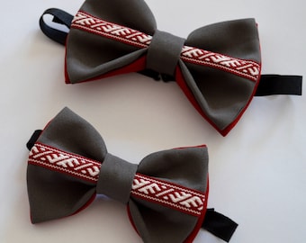 Bow Tie, Bow Tie Set, Dad And Son Set, Wonen Garterir, Mens Gifts, Kids Bow Tie, Gray Bow Ties, Dark Red Wonen Garterir