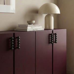 Large Beaded Drawer Handles – Handmade Oak & Ash Wood Cabinet Pulls – Bobbin Statement Handles | Solid Wood Sculptural Hardware
