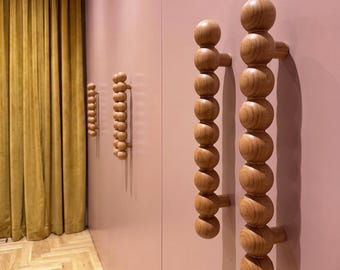 Large Beaded Wood Handles – Oversized Oak & Ash Cabinet Pulls | Handmade Custom Sizes