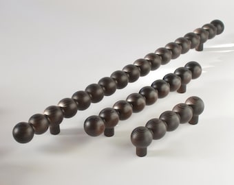 Tiradores de madera con cuentas grandes: tiradores extragrandes de roble y fresno para gabinetes / Tamaños personalizados hechos a mano