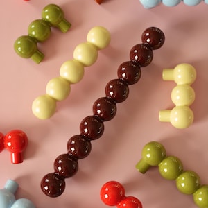 Colorful Beaded Drawer Handles – Handmade Wooden Cabinet Pulls – Multiple Sizes & Custom Colors