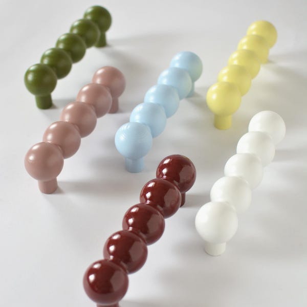 Colorful Beaded Drawer Handles – Handmade Wooden Cabinet Pulls – Multiple Sizes & Custom Colors