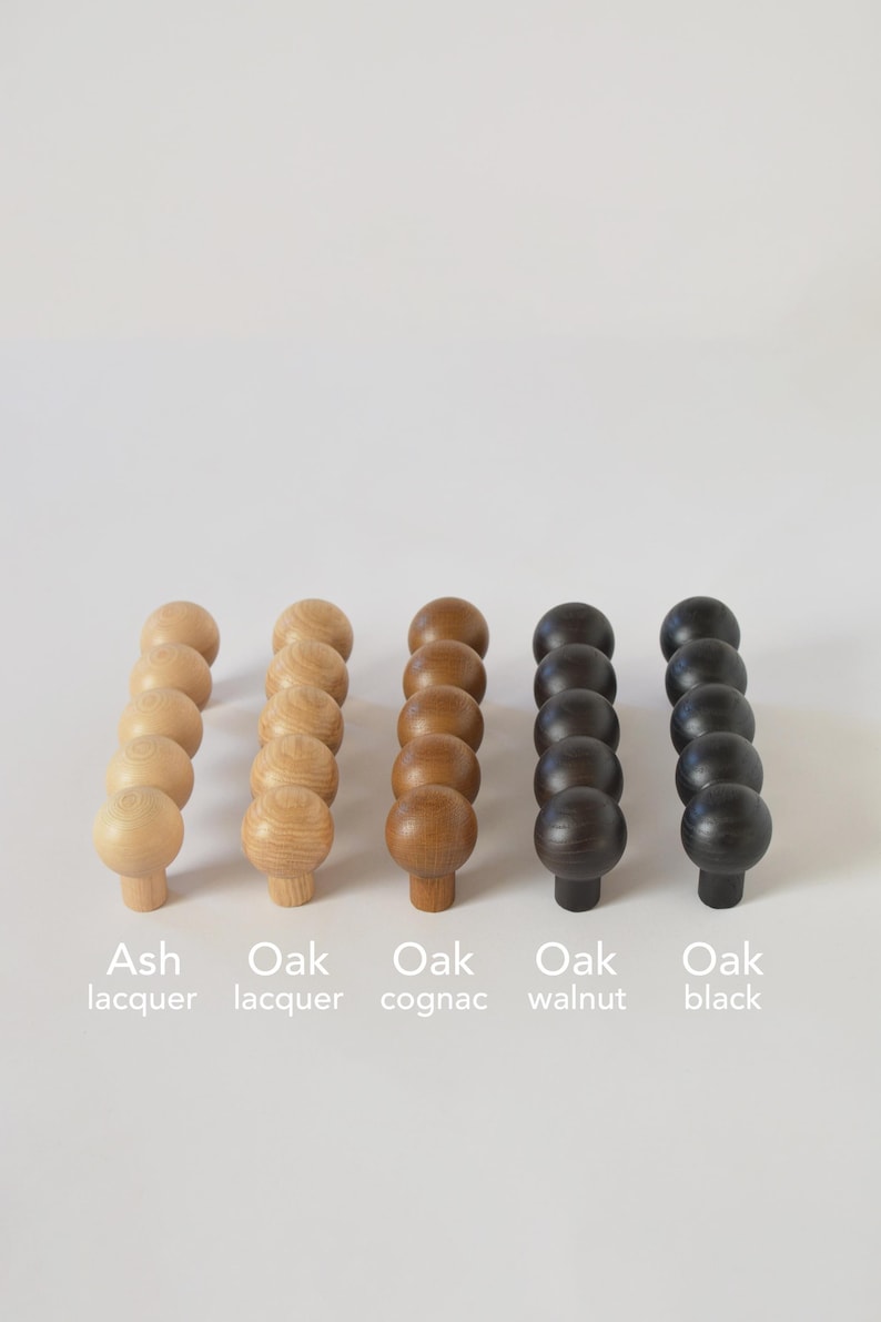 Large Beaded Drawer Handles – Handmade Oak & Ash Wood Cabinet Pulls – Bobbin Statement Handles | Solid Wood Sculptural Hardware