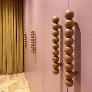 Large Beaded Drawer Handles – Handmade Oak & Ash Wood Cabinet Pulls – Multiple Sizes