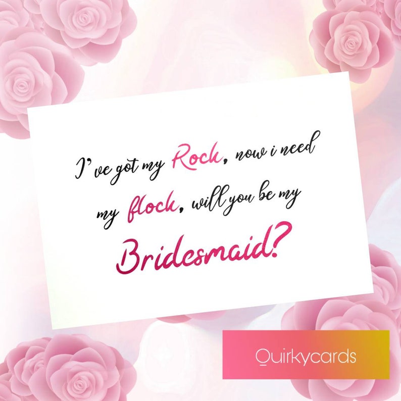 Funny will you be my bridesmaid card maid of honour chief bridesmaid pinterest bridal party wedding bridesmaid proposal Rock Flock