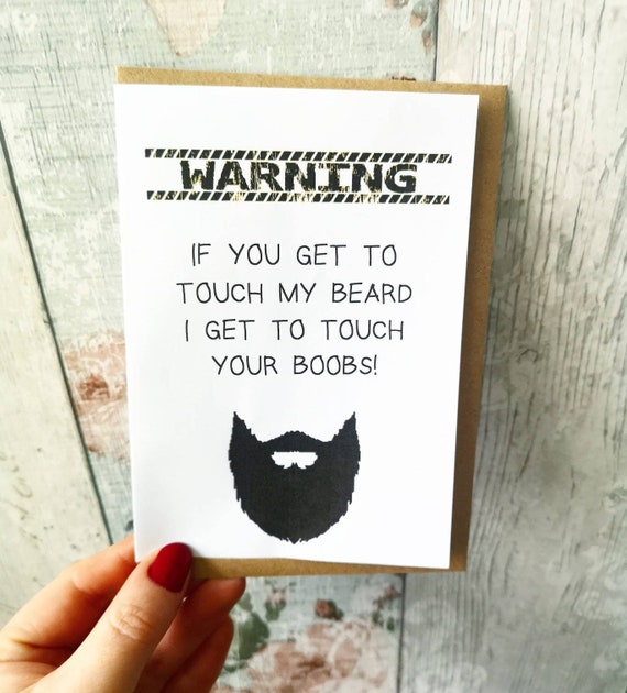 Touch My Beard I'll Touch Your Boobs Beard Card Beard | Etsy