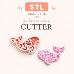 Whale Polymer Clay Cutter STL | Folk Art Whale Clay Cutter | Coastal Earring Cutter | 3D Printable STL | Digital Download