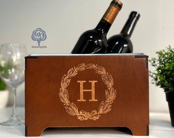 Custom Last Name Personalized Wine Chiller, Wooden Personalized Wine Gifts, Personalized Gifts