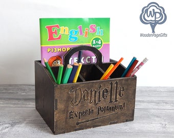Personalized Desk Organizer Harry Potter wood desk organizer name Pencil Cup Wood pencil holder Wood Name Sign Children's Name Sign