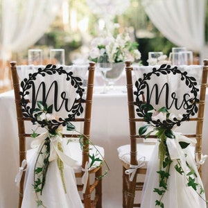 Wooden wedding sign, Mr and Mrs sign for chairs, bride and groom chair signs, custom signs for weddings, name tags wedding, weddings decor