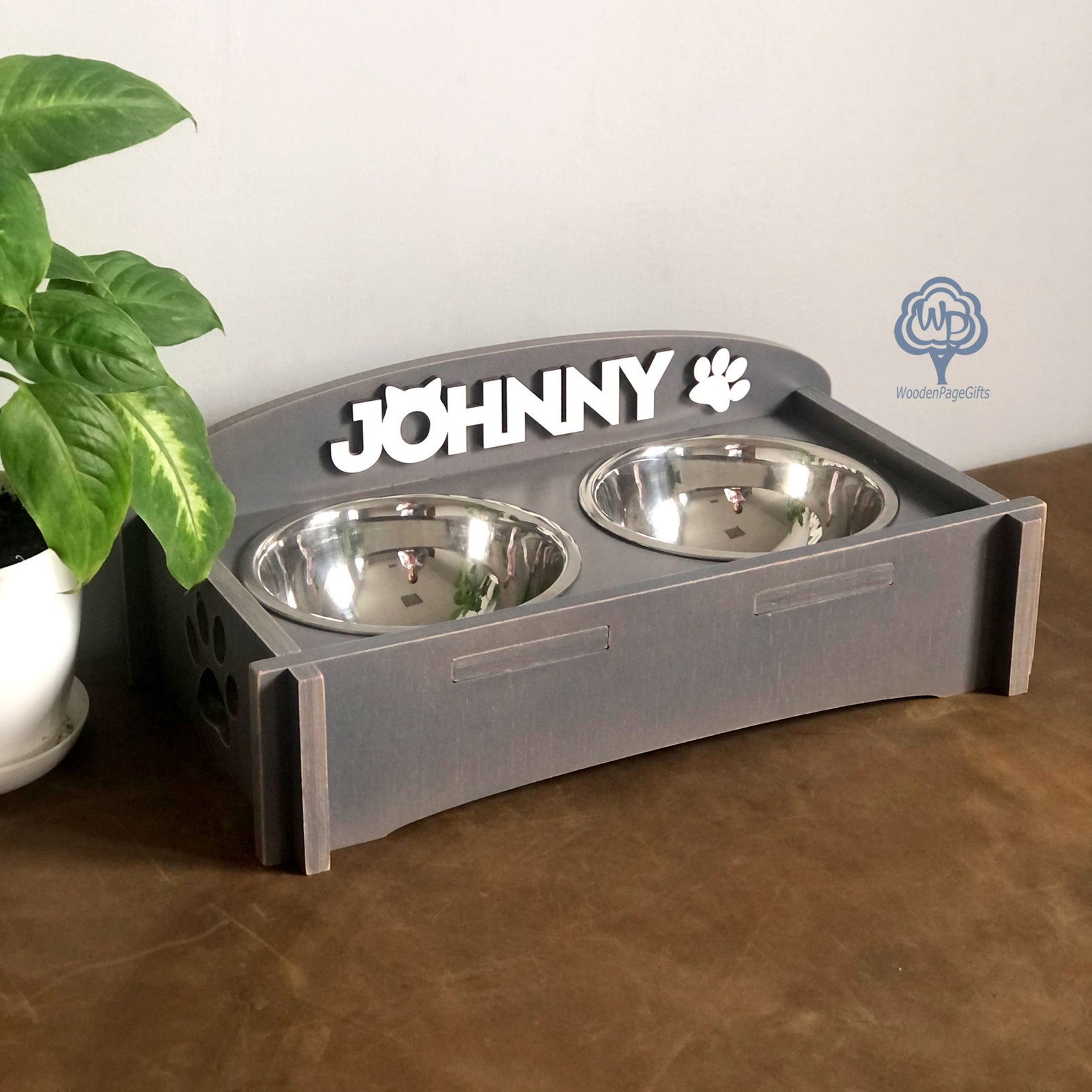 Pet bowl Stand Pet Food Stand Dog Cat feeder stationWooden Etsy