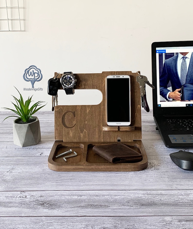 Personalized custom bedside Nightstand Wooden Organizer Valet Etsy