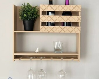 Bar Shelves, Hanging Wine Rack, Wine Bottle Rack, Gift for a Mom, Gift of Mother Day,  Best Mom Ever Gift, Unique Rustic Bar Shelving