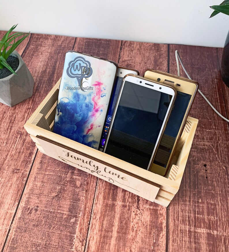 Cell Phone Box Unplug Box Rustic Wood box Family Phone box Etsy