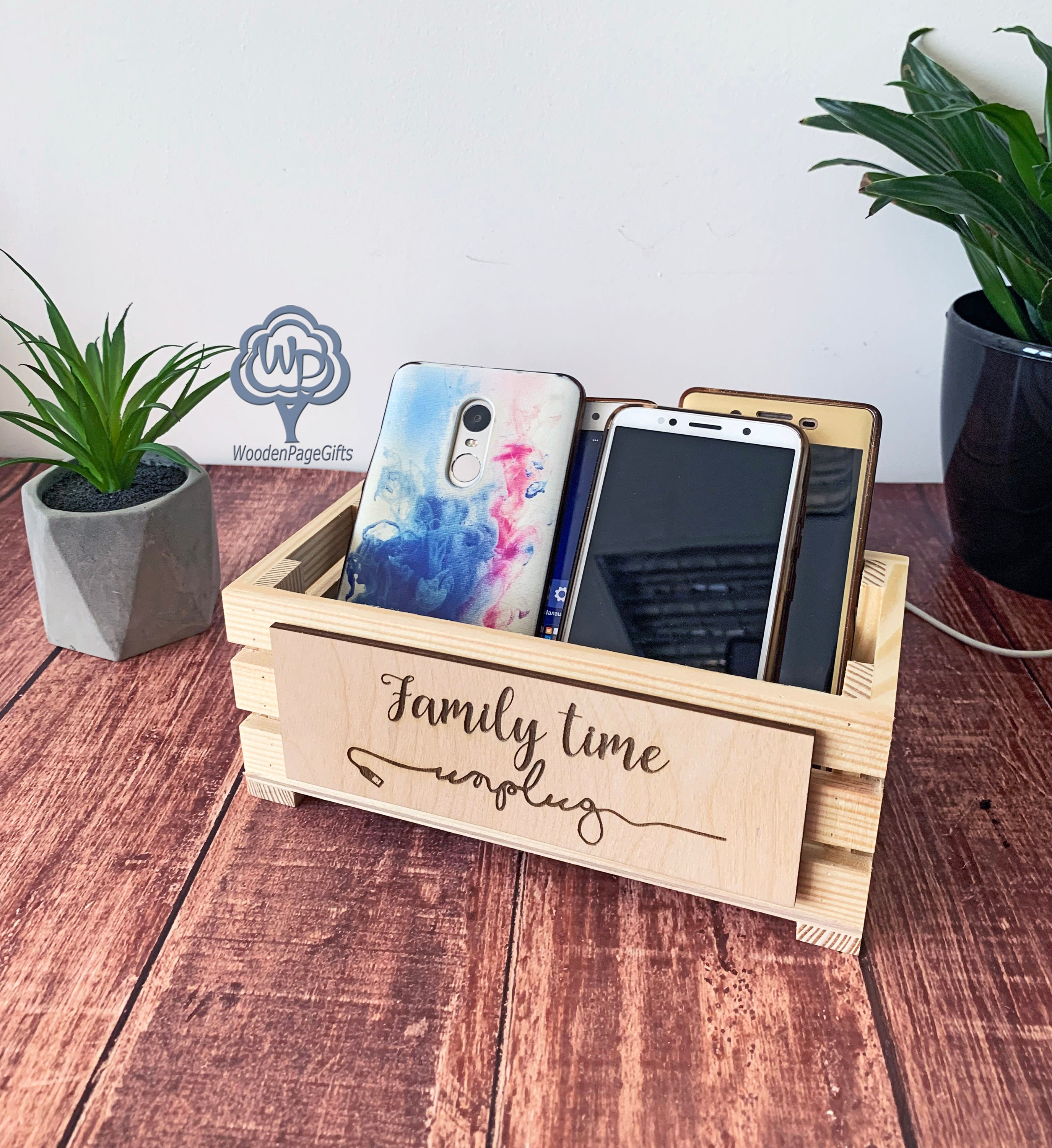 Cell Phone Box Unplug Box Rustic Wood box Family Phone box Etsy