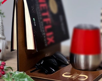Engraved Wooden Book Stand | Personalized Book Nook