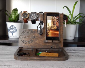 iPhone Docking Station Father's Day Gift Nightstand Organizer iPhone Charging Station Dad Birthday Gifts Dad Gift for dad Gift for grandpa