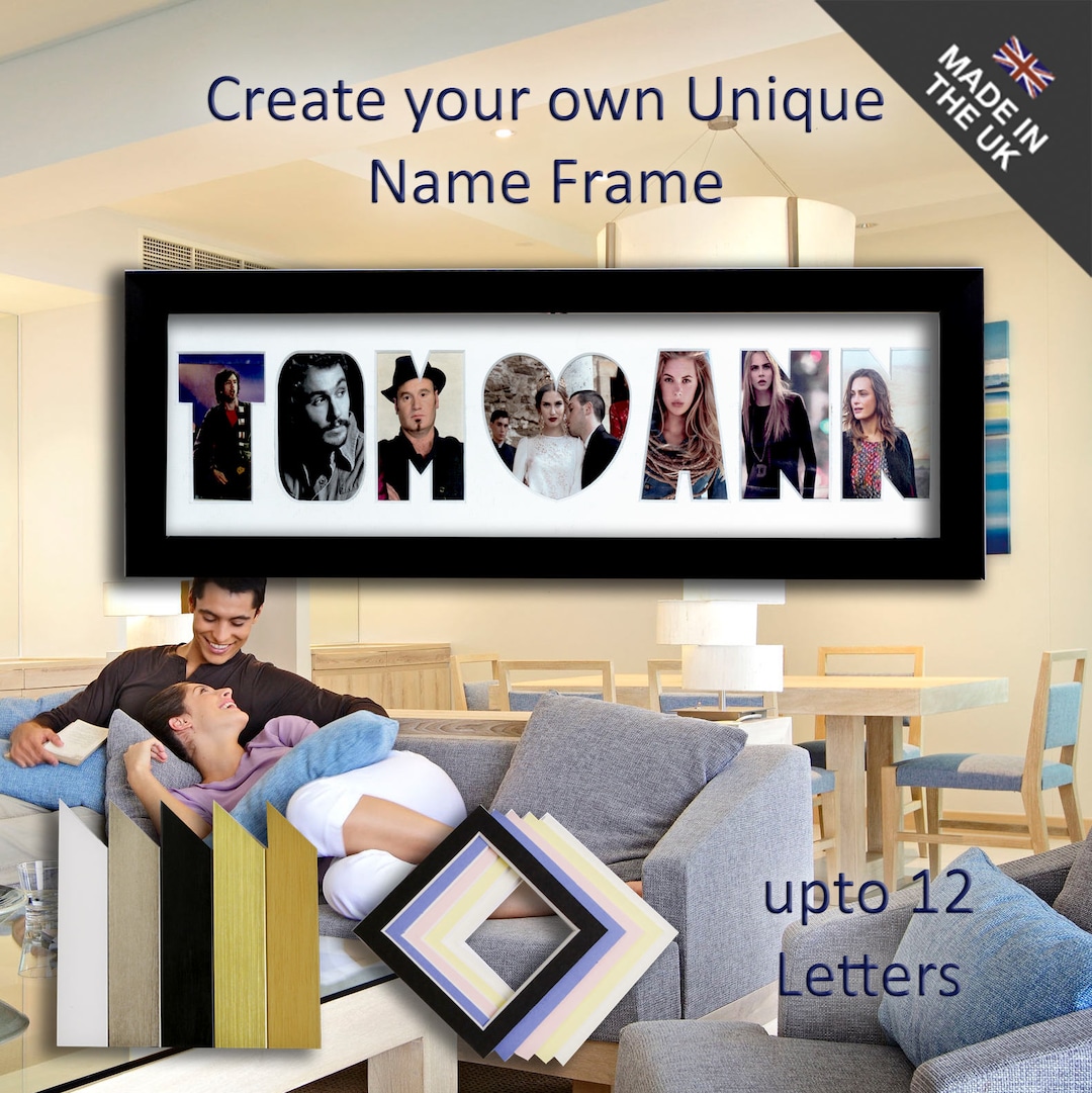 Love Heart - Any Name / Message Picture Frame Unique Personalized Word ...