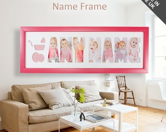 Baby Girl - Any Name / Message Picture Frame Unique Personalized Word Gift 3 - 12 Letters.  Made to Order - Create your own.