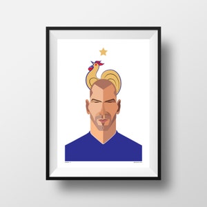 Zinedine Zidane Poster, France International, Legend, Real Madrid, Juventus, Illustration