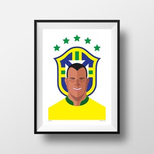 Cafu Poster, Brazil International, Legend, Milan, Roma, Calcio A, Serie A, Illustration